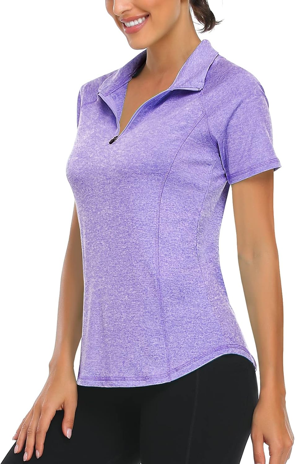 LURANEE Women's Short Sleeve Moisture Wicking Athletic Shirts Quarter Zip Pullov...