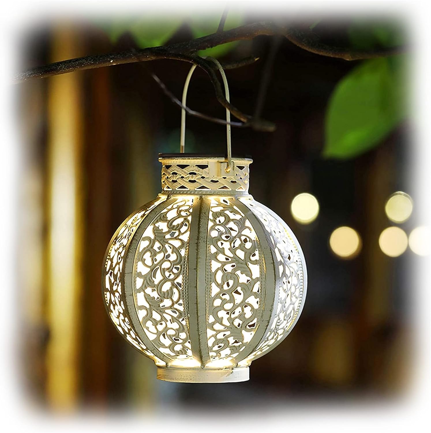 MAGGIFT 2 Pack Hanging Solar Lights Outdoor Solar Lights Retro Hanging Solar Lan...