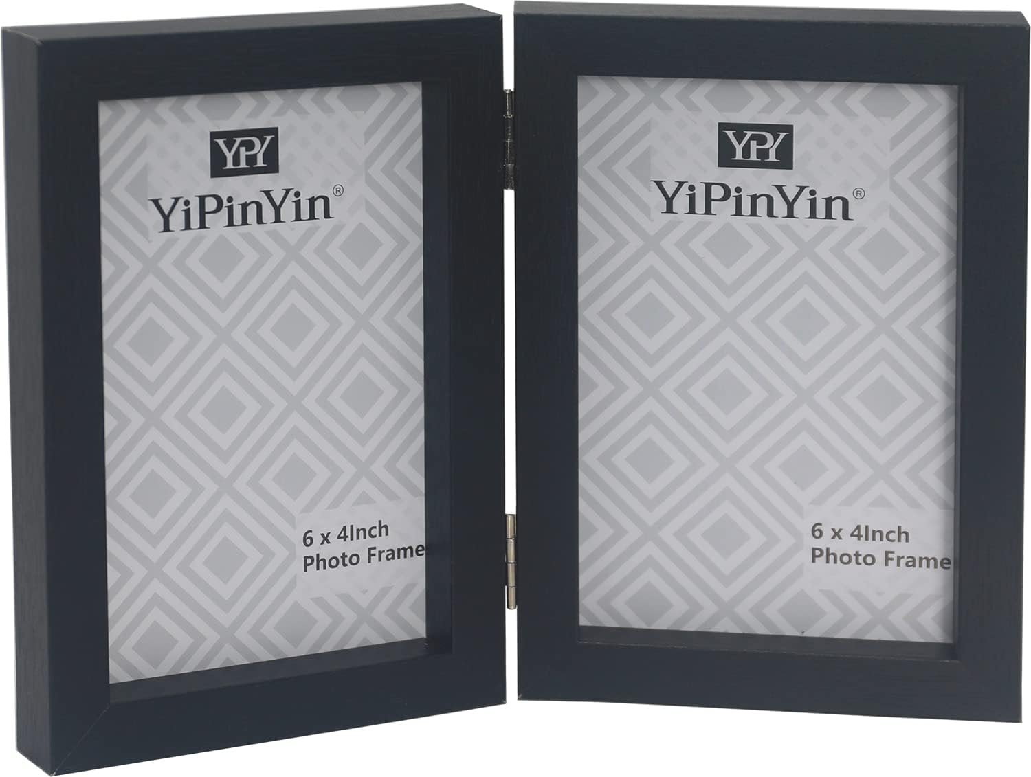 Hinged Double Photo Frame 6x4''Black,Wood Effect 4x6'' Double Picture Frame,Blac...