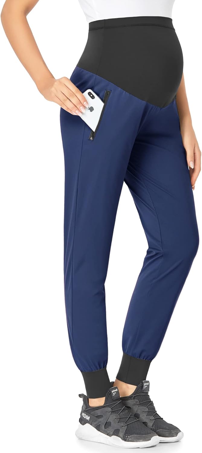 POSHGLAM Women's Maternity Joggers Casual Scrub Pants Quick-Dry Lightweight Acti...