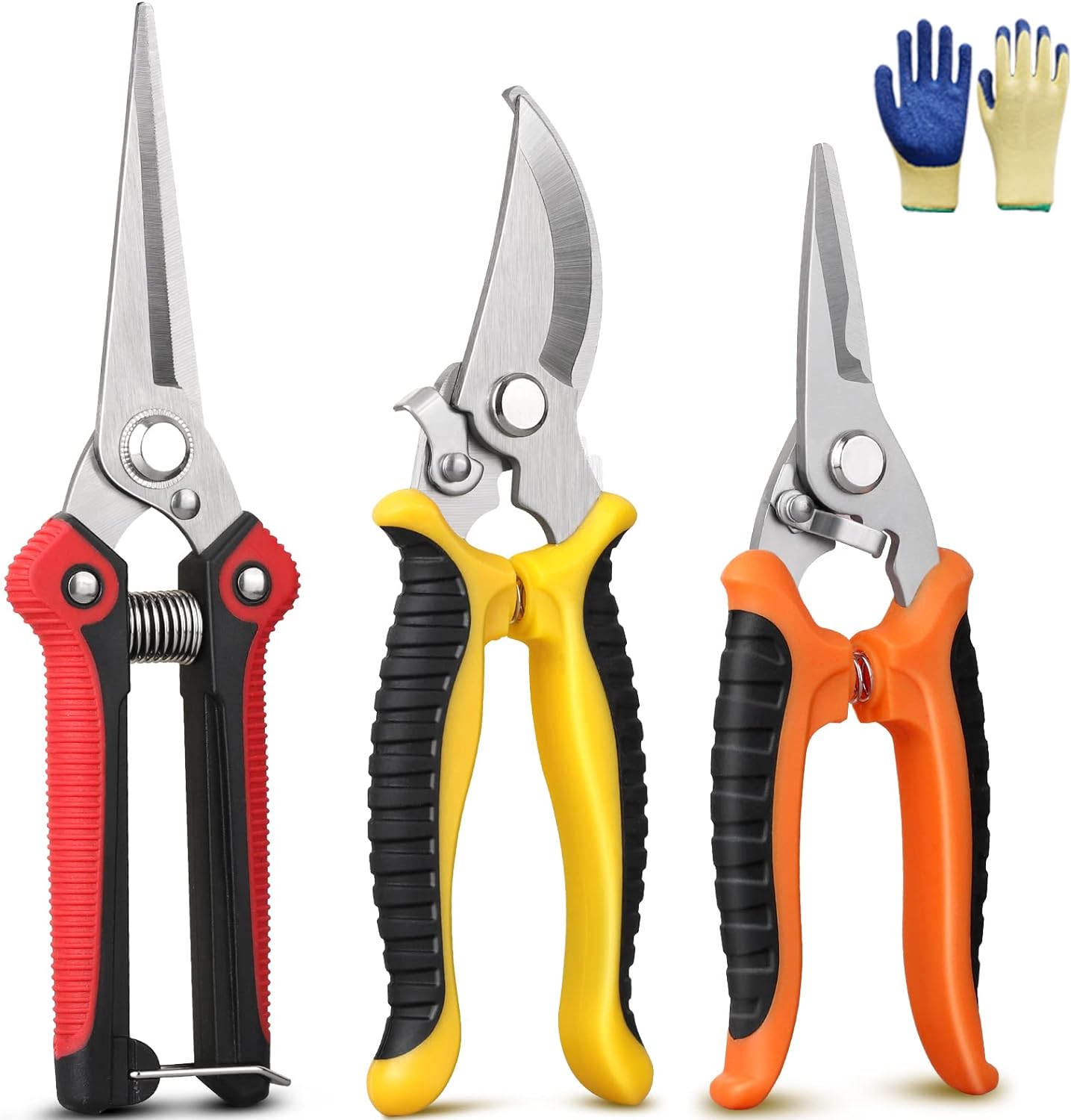 GEEDIAR Garden Secateurs, 3 Pack Pruning Scissors Garden Secateurs Kit with Stai...