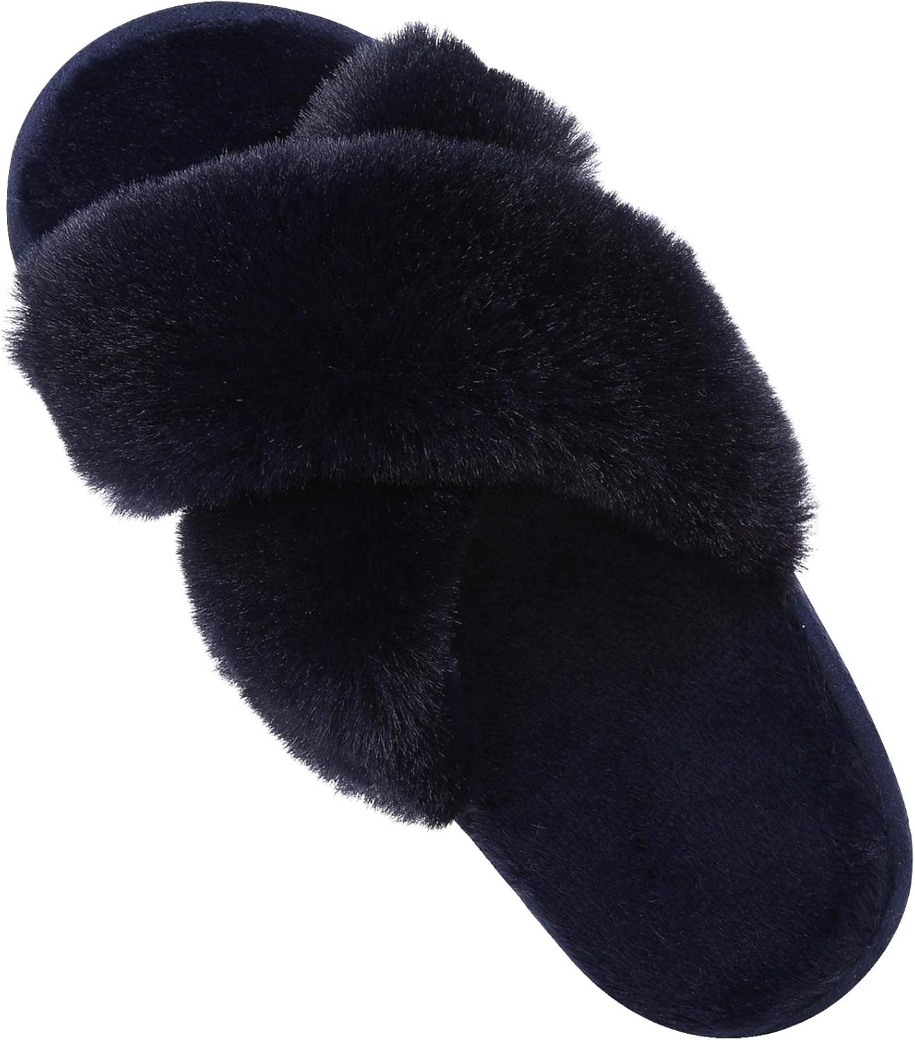 Comwarm Women's Cross Band Fuzzy Slippers Fluffy Open Toe House Slippers Cozy Pl...