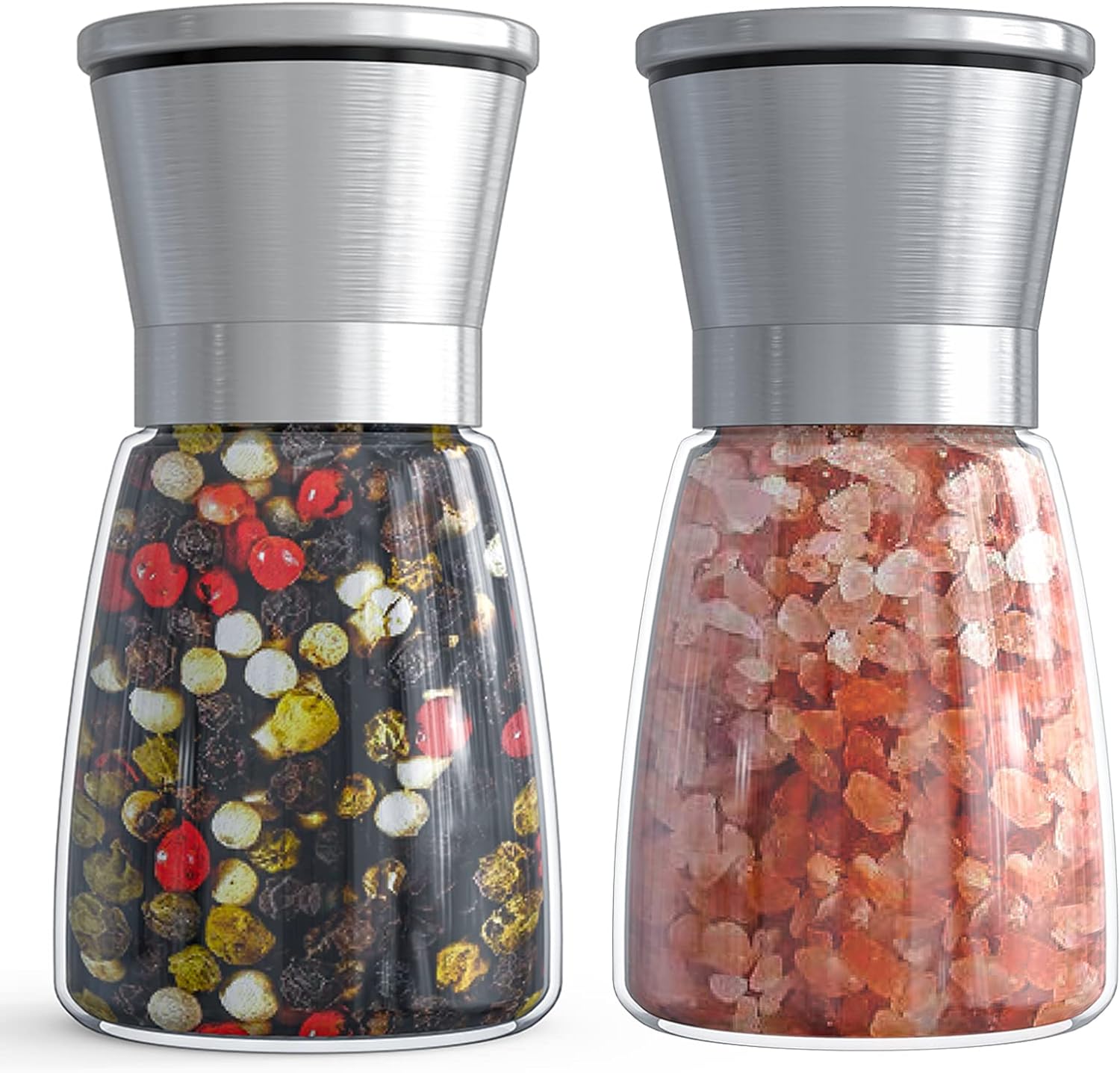 Salt and Pepper Grinder Set - Refillable Grinder Adjustable Coarseness of Pepper...