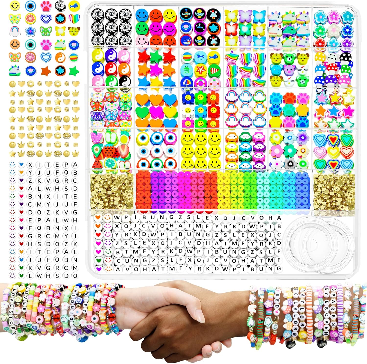ARTDOT 1642 Pieces Clay Beads for Friendship Bracelets Making Kit, 24 Styles Jew...
