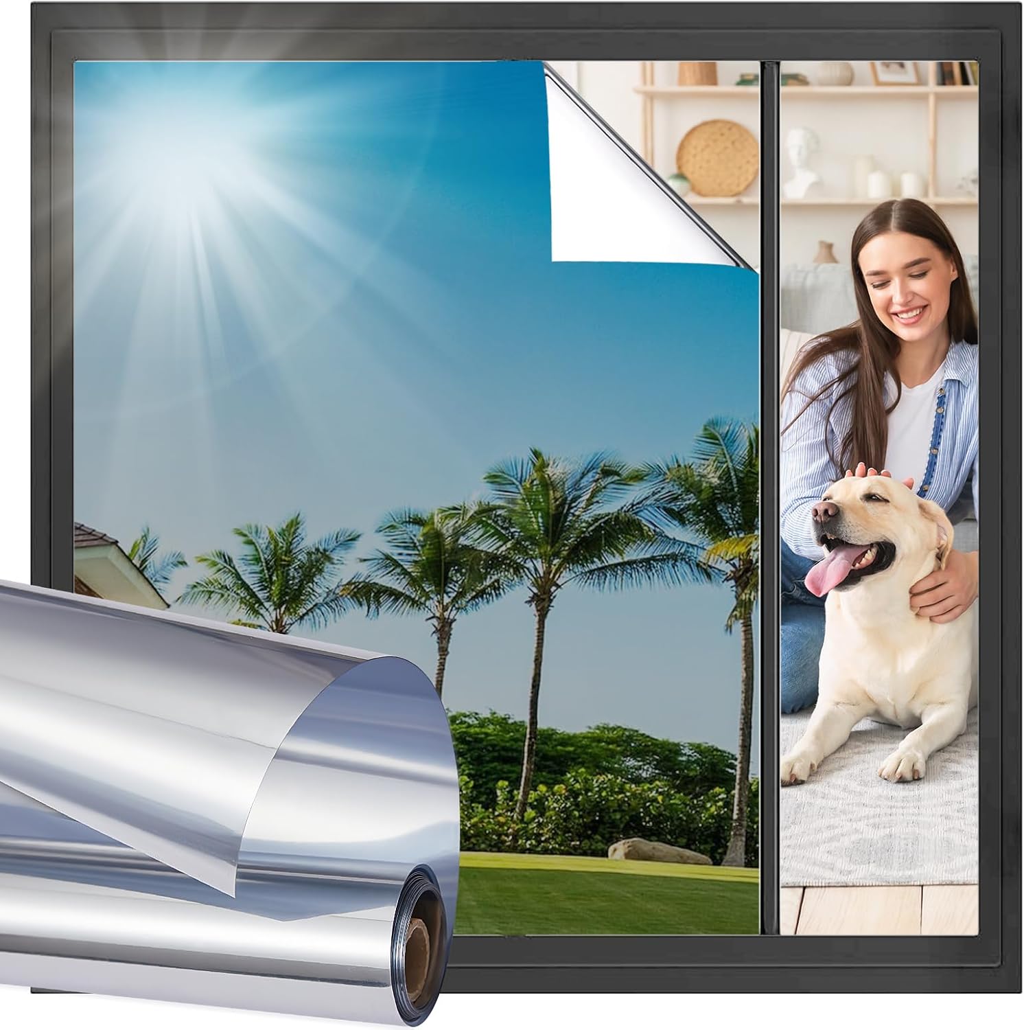Viseeko Window Tint for Home Window Privacy Film See Out Not in Reflective One W...