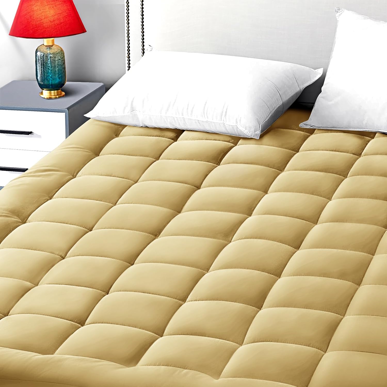 EASELAND Queen Size Mattress Pad Pillow Top Mattress Cover Quilted Fitted Mattre...