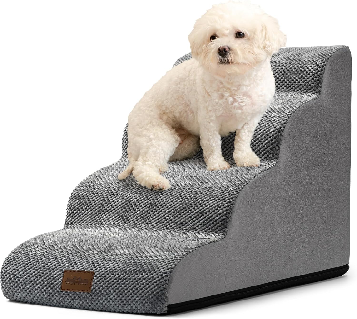 Dog Stairs for Medium Bed 20" H, Small Dogs Ramp with Leakproof Fabric Cover, Fo...