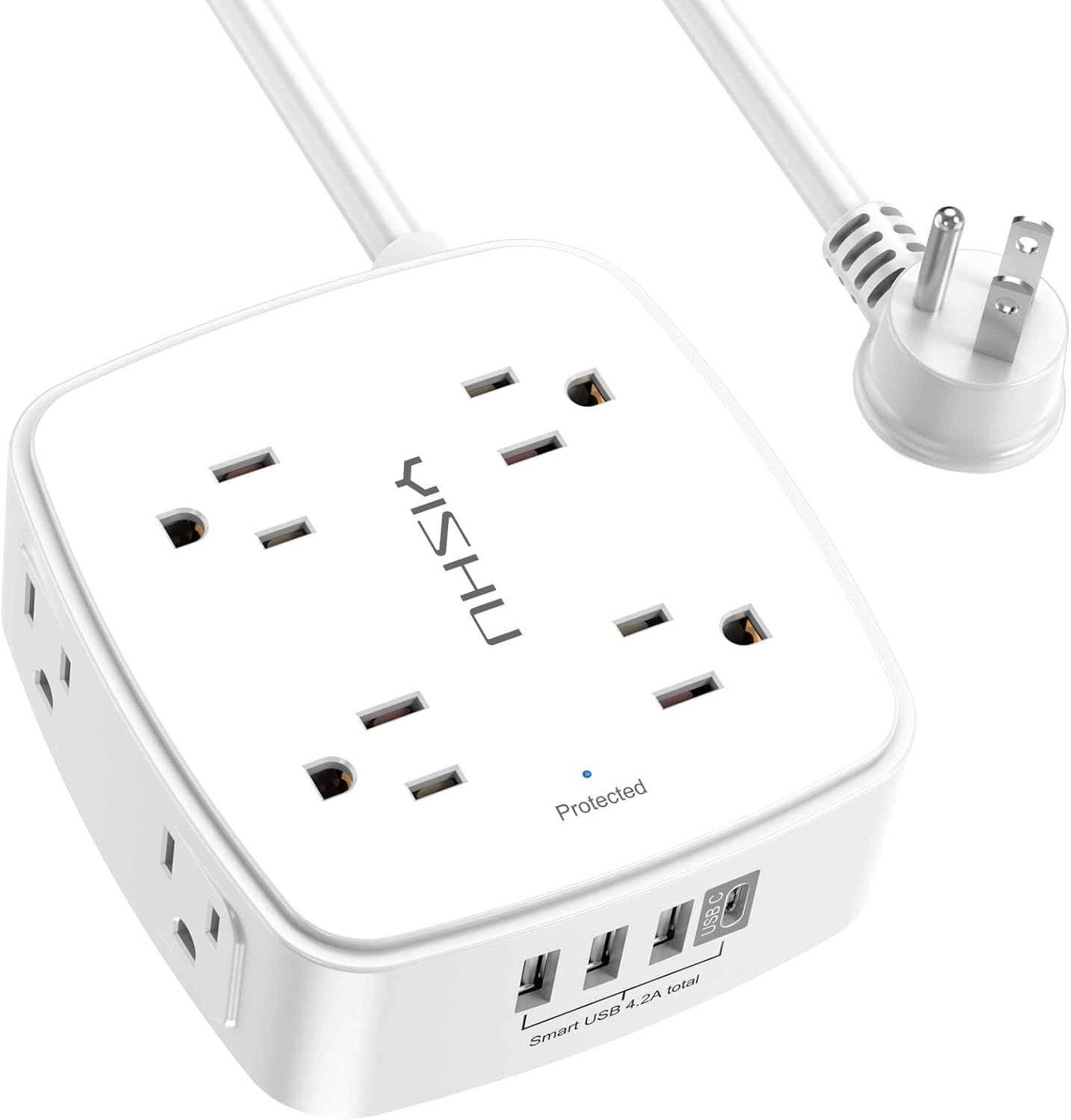 10 Ft Surge Protector Power Strip - YISHU 3 Side Outlet Extender with 8 Widely A...