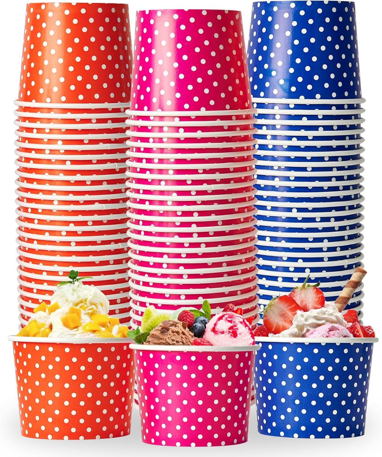 LITOPAK 16 oz 120 Packs Ice Cream Cups, Disposable Dessert Cups, Ice Cream Bowls...