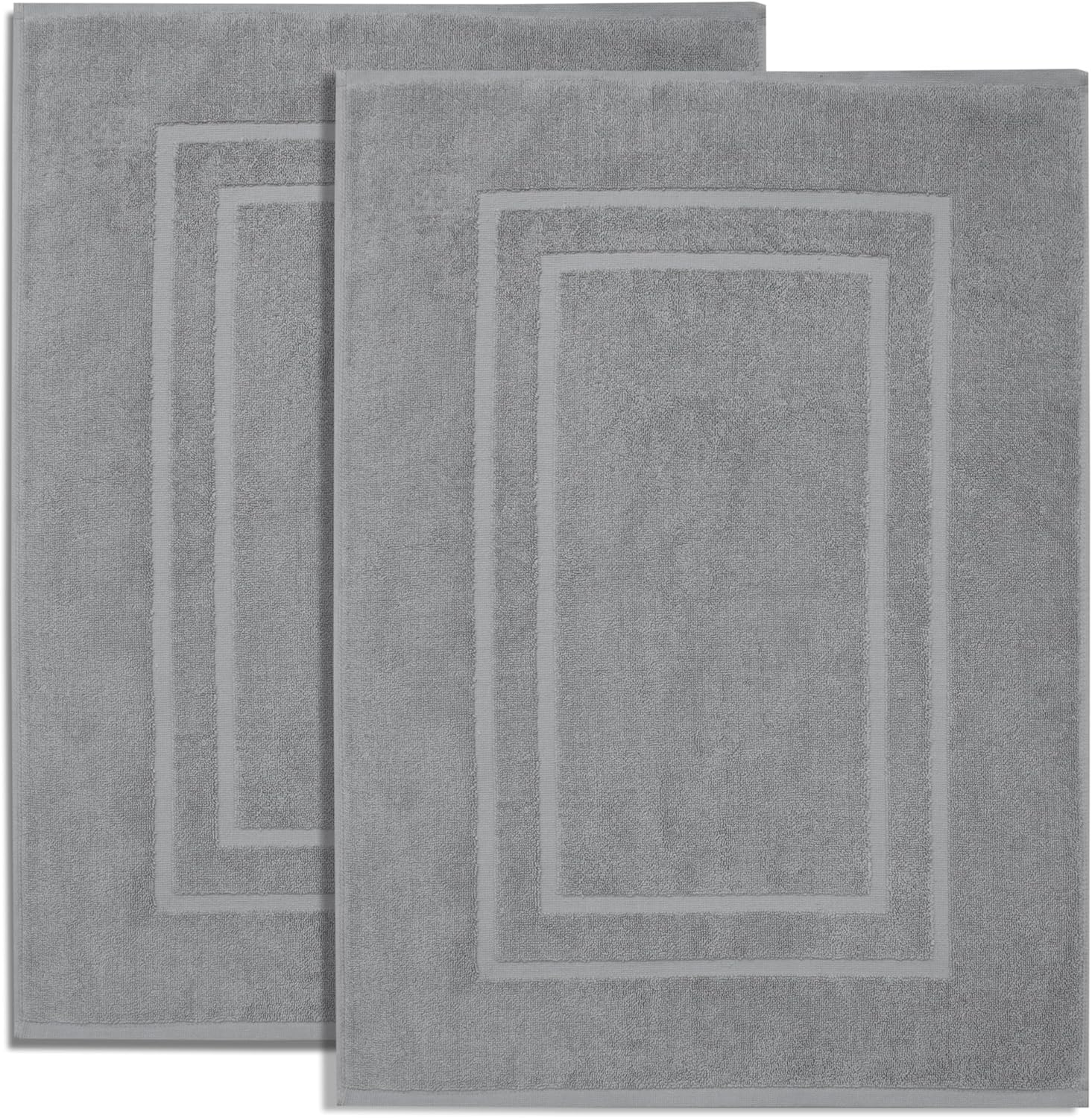 Feather & Stitch 2 Piece Towel Like Bath Mats (30x21 Inch) 100% Cotton Terry Bat...