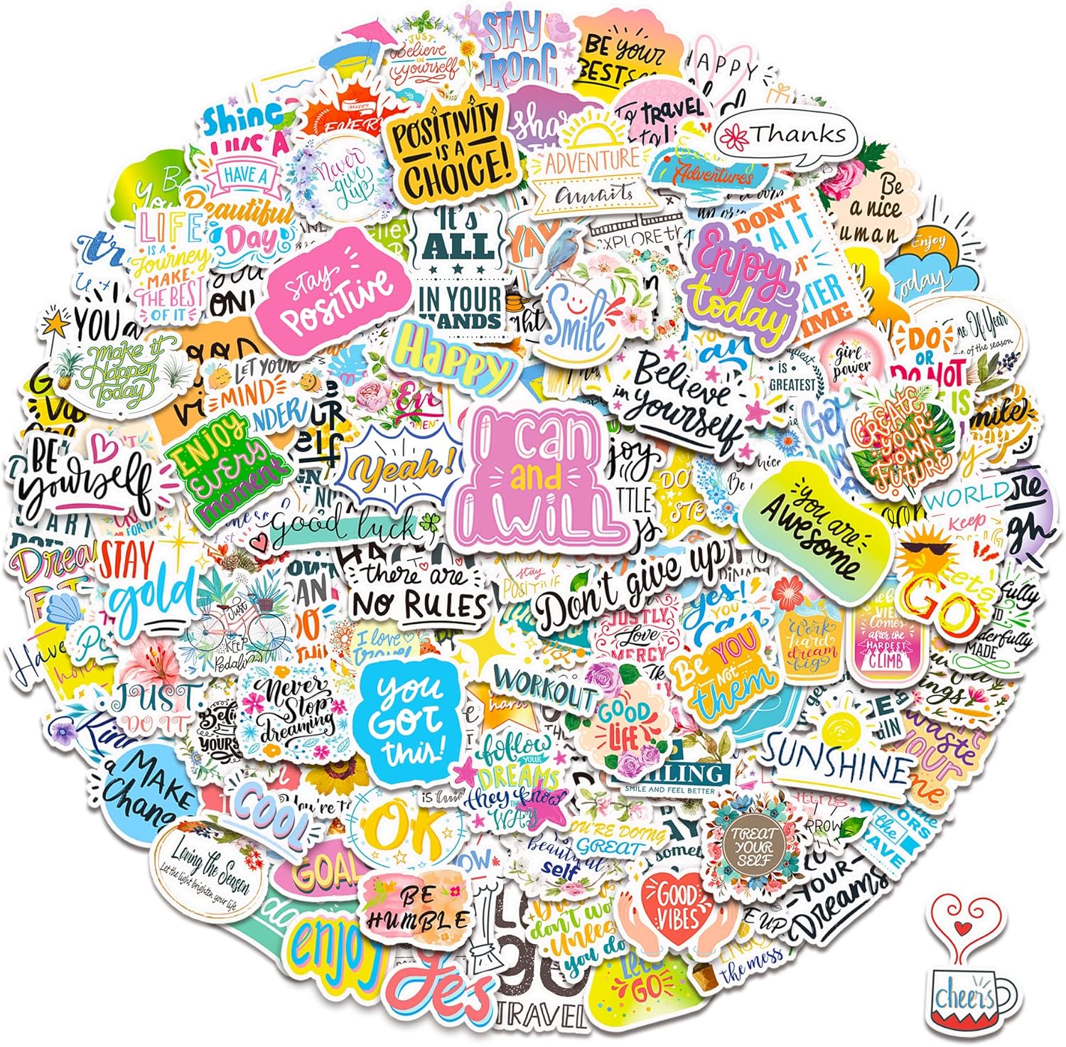 Inspirational Stickers,150Pcs Motivational Stickers for Water Bottles Positive Q...