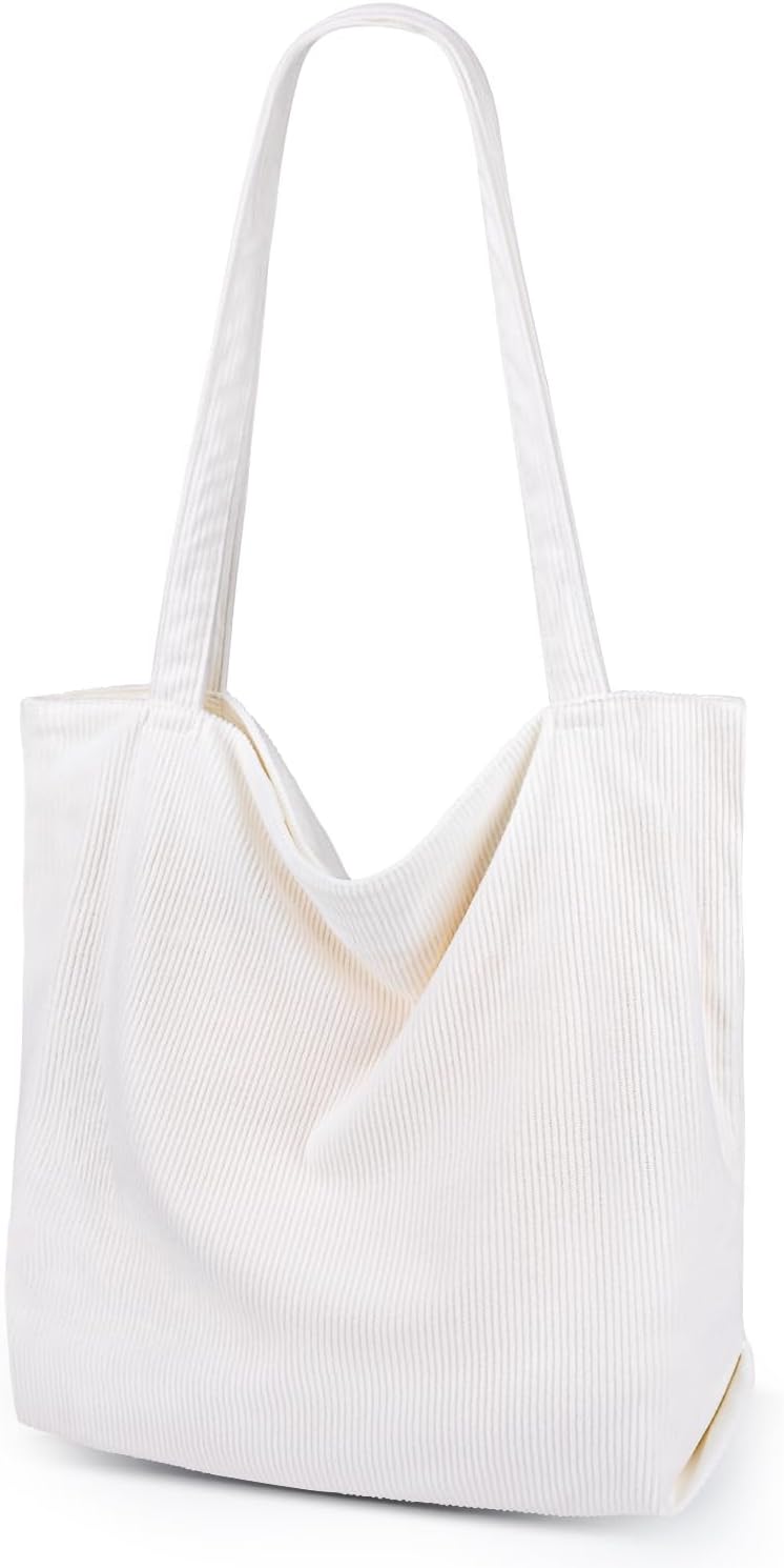 Iioscre Corduroy Tote Bag for Women,Hobo Bag with Zipper,Large Capacity Casual S...