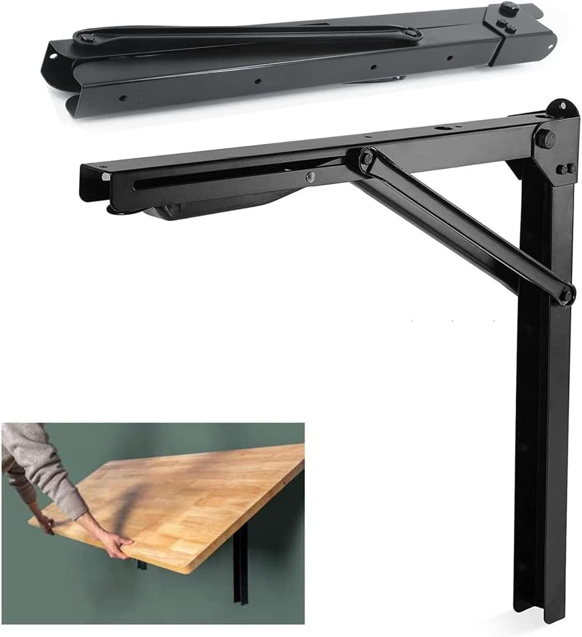 Wallmaster 24inch Folding Shelf Brackets Garage Heavy Duty Steel Max Load 500lb...