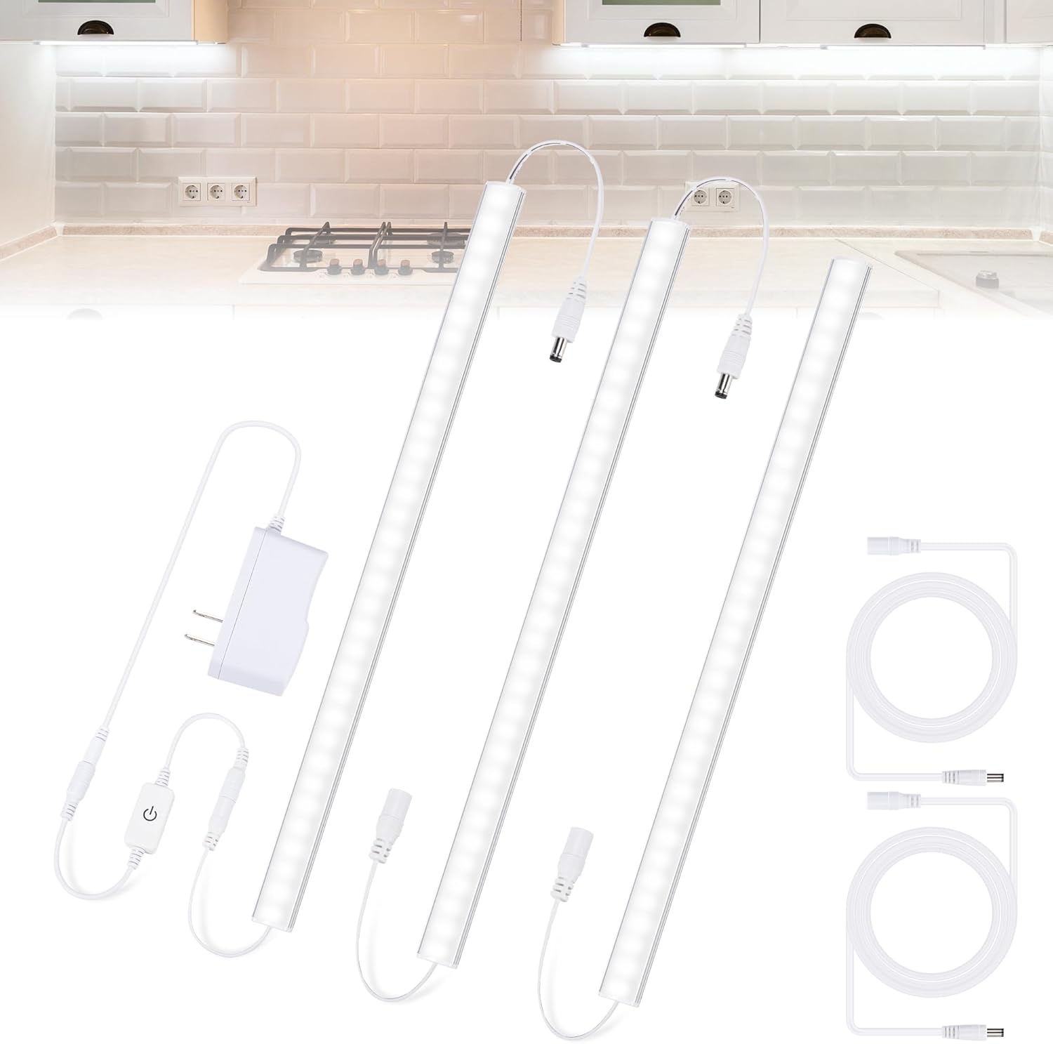 Under Counter Lights for Kitchen, 3 Packs x 12 Inch Dimmable LED Under Cabinet L...