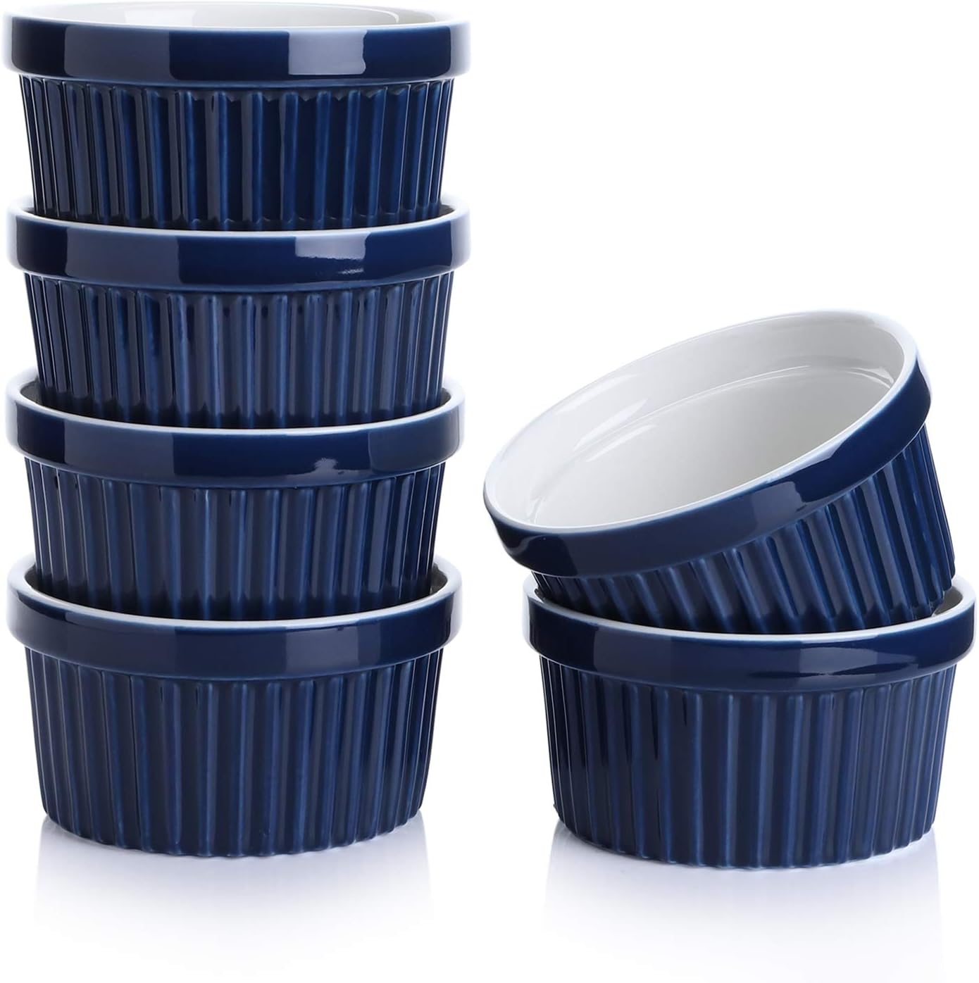 Sweese Porcelain Souffle Dishes, Ramekins - 8 Ounce for Souffle, Creme Brulee an...