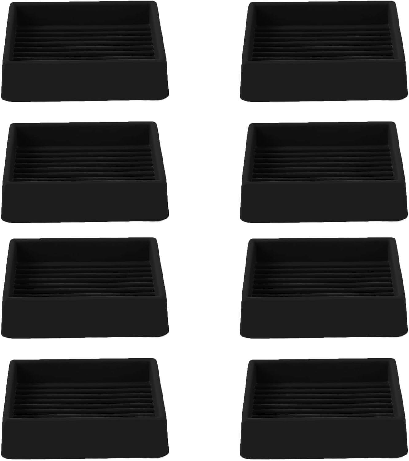 2x2 Square Rubber Furniture Caster Cups, Anti-Sliding Furniture Pads Bed Stopper...