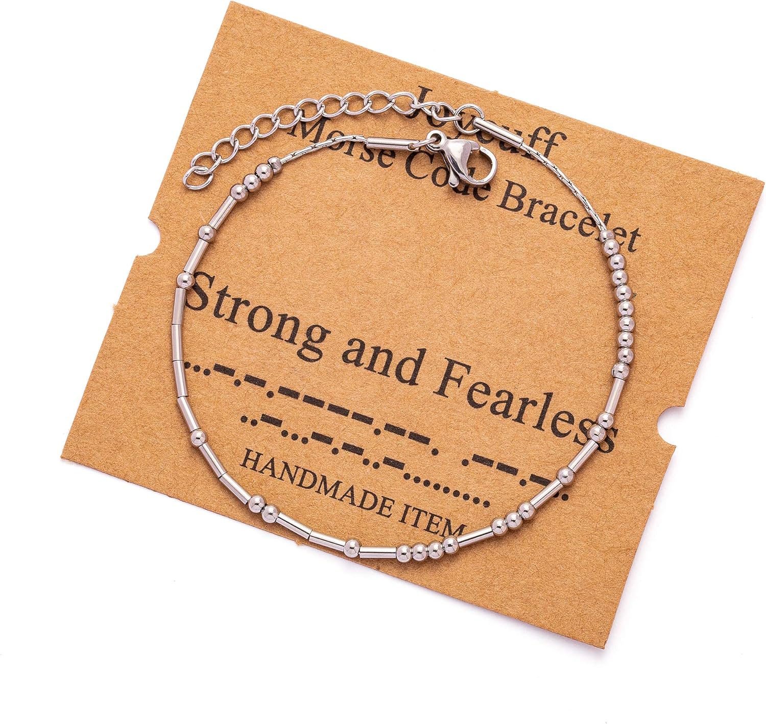 JoycuFF Inspirational Morse Code Bracelets for Women Silver Beads Jewelry Encour...