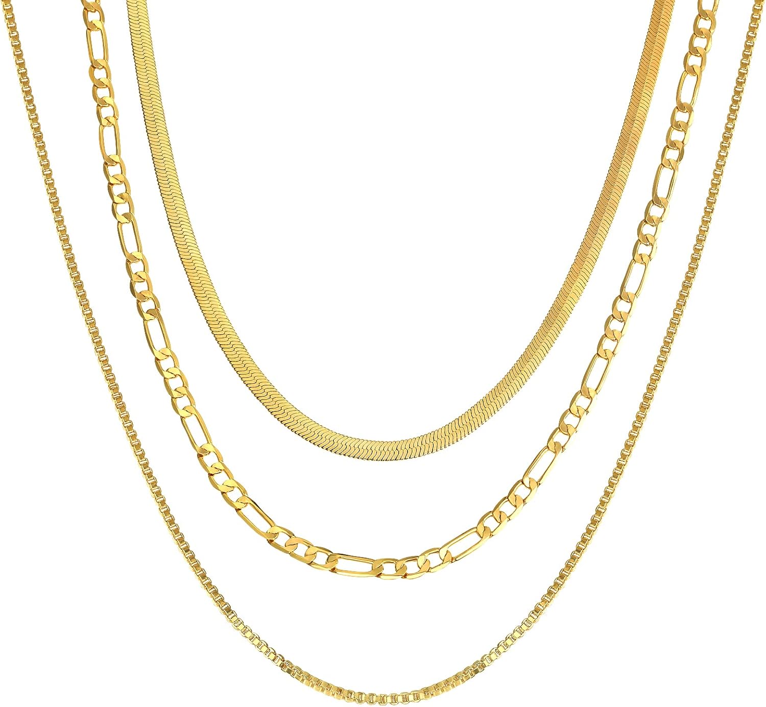 CHESKY 14K Gold/Silver Plated Snake Chain Necklace Herringbone Necklace Gold Cho...