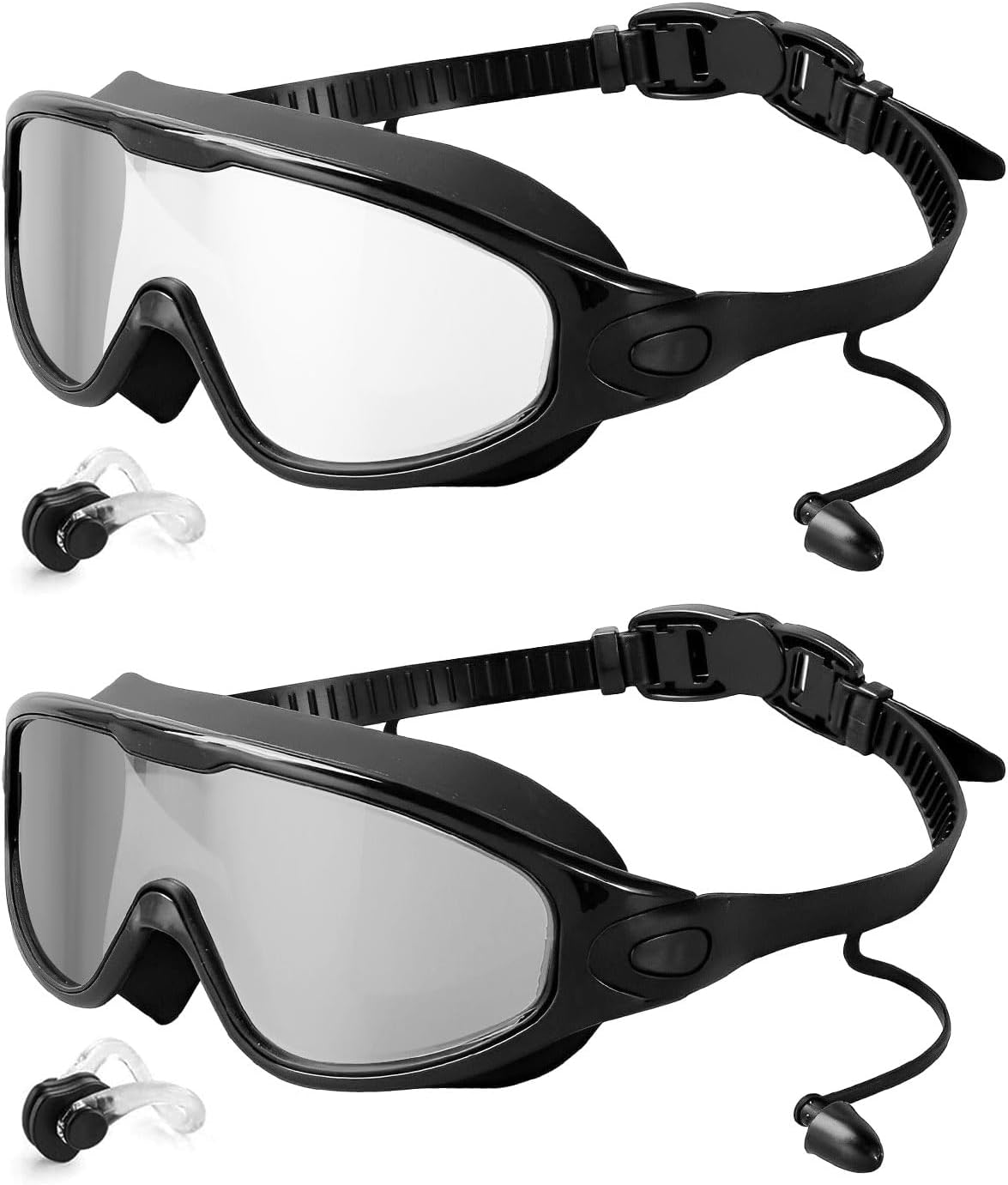Rantizon Swim Goggles 2 Pack, Wide View Anti Fog&UV Swimming Goggles for Audlt,...