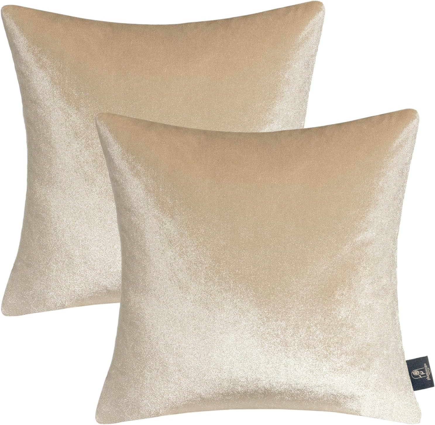 Phantoscope Pack of 2 Velvet Decorative Throw Pillow Covers Soft Solid Square Cu...
