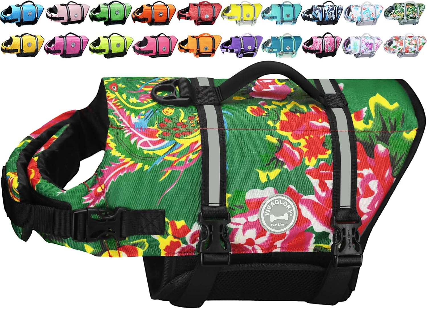 VIVAGLORY Ripstop Dog Life Jacket for Small Medium Large Dogs Boating, Dog Swimm...