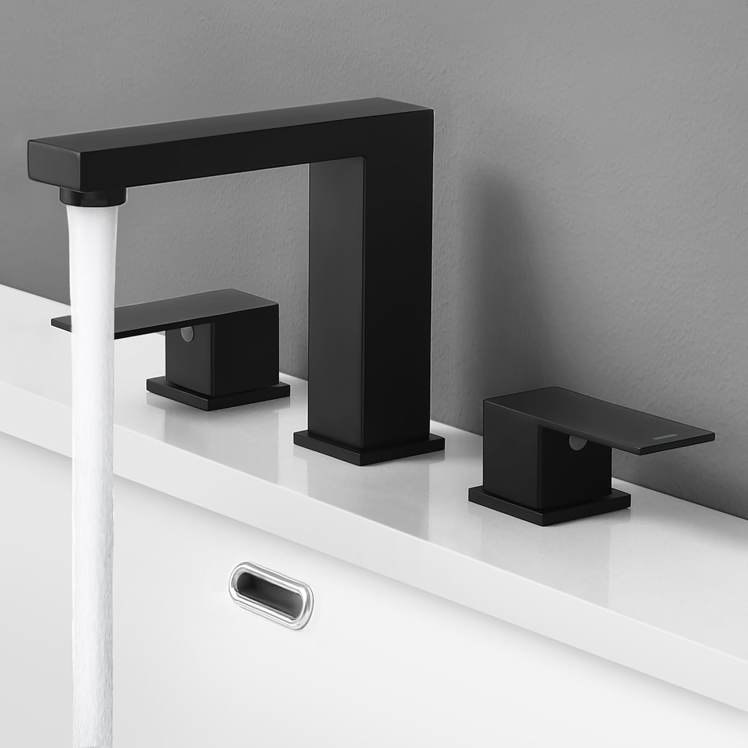 KES Black Bathroom Faucet 8 Inch Widespread Bathroom Faucets 3 Hole Vanity Fauce...