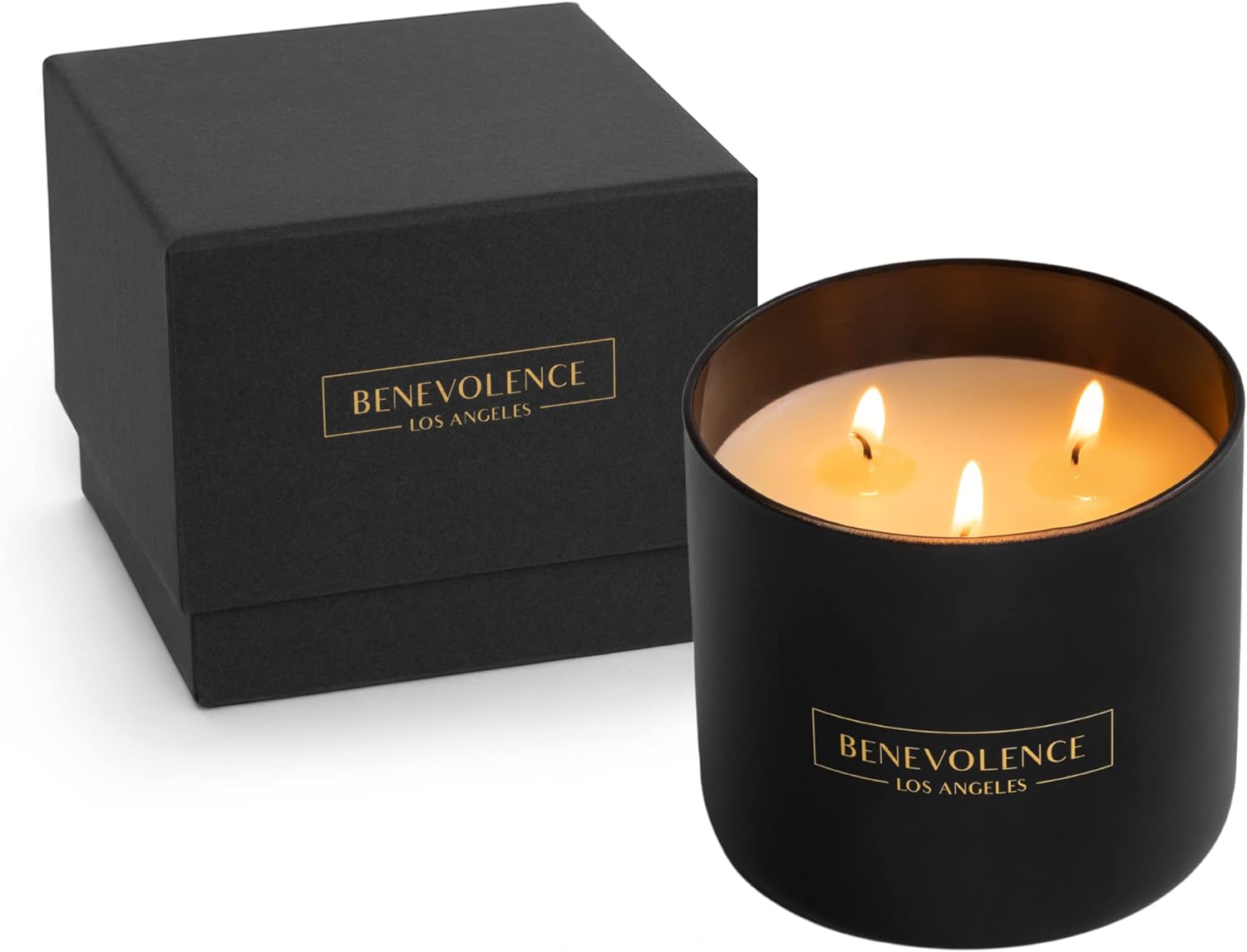 Benevolence 3 Wick Candle, Bergamot & Jasmine Large Candle | 14.5 Oz Spring Cand...