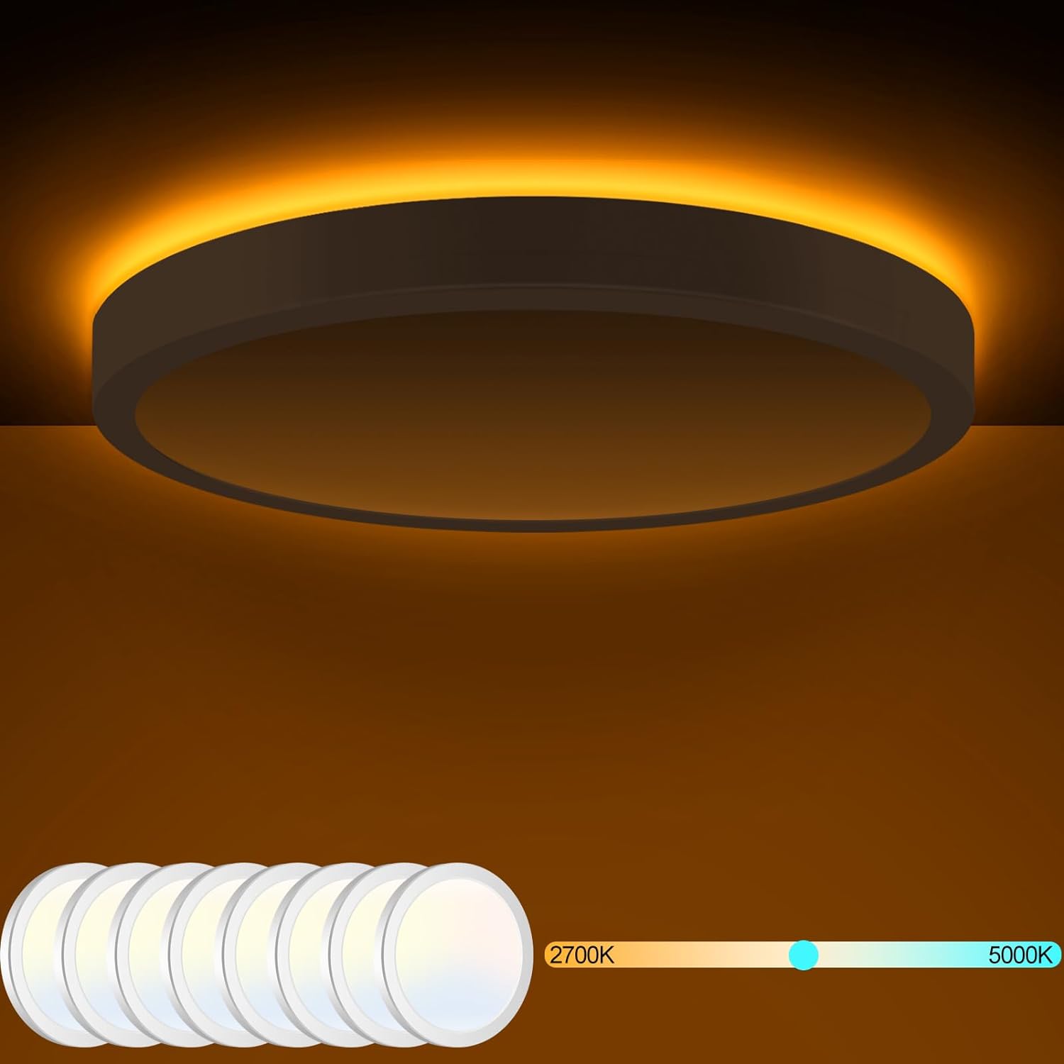 8PACK Flush Mount Ceiling Light Fixtures with Night Light - 3000K-4000K-6500K Fl...