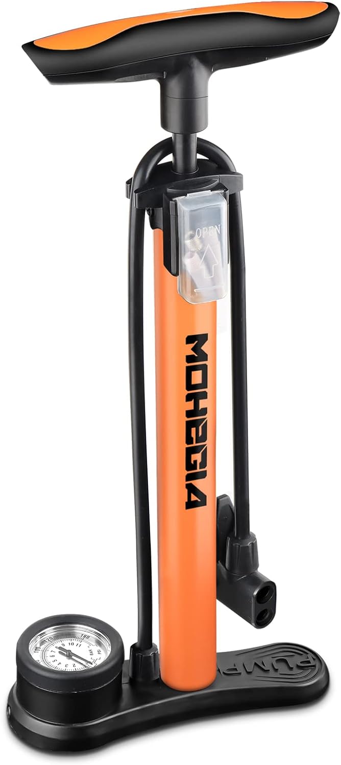 MOHEGIA Bike Floor Pump with Gauge,Air Bicycle Pump Inflator with High Pressure...