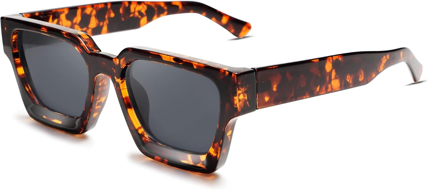 VANLINKER Thick Square Sunglasses for Men Women Retro Chunky Rectangle Shades UV...