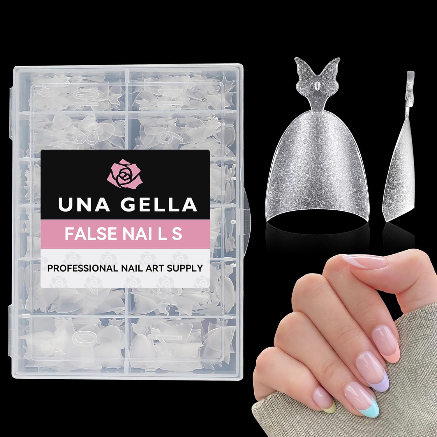 UNA GELLA Short Round Nail Tips 504pcs Short Oval Almond Nail Tips Half Cover No...