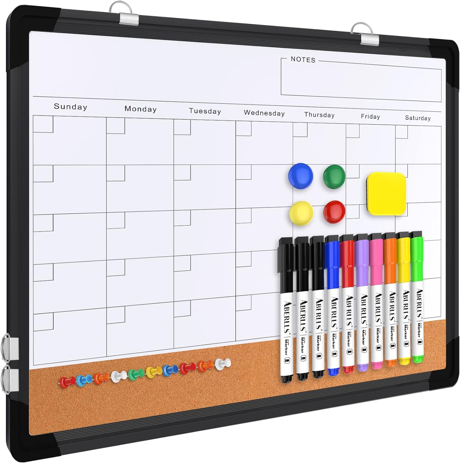 Monthly Calendar Whiteboard Dry Erase Cork Board C...
