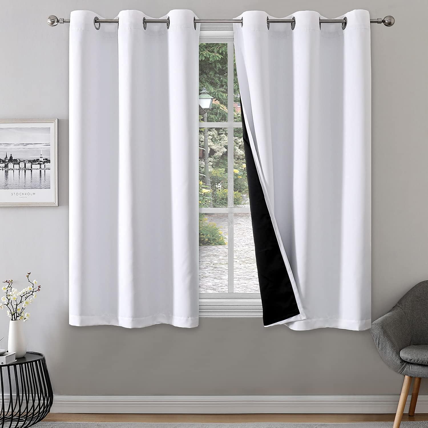 Rutterllow 100% Blackout Curtains 2 Panels - Completely Blackout Window Drapes T...