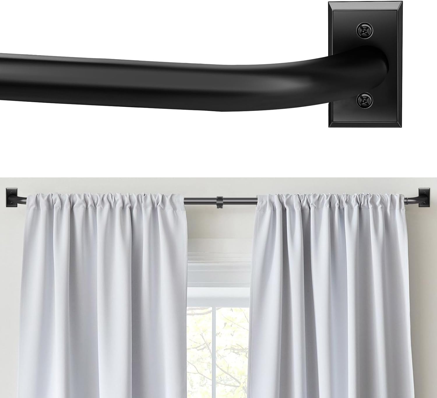 Blackout Curtain Rod, Adjustable Extra Long Curtain Rod for Windows 66 to 152 In...