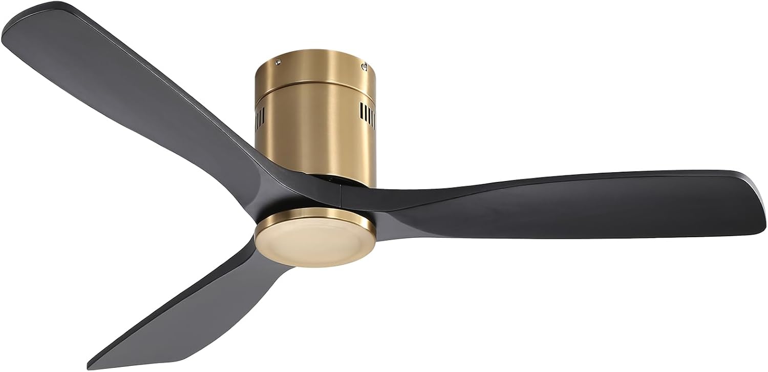 Sofucor 52 Inch Low Profile Ceiling Fan no light 3 Carved Wood Fan Blades Flush...