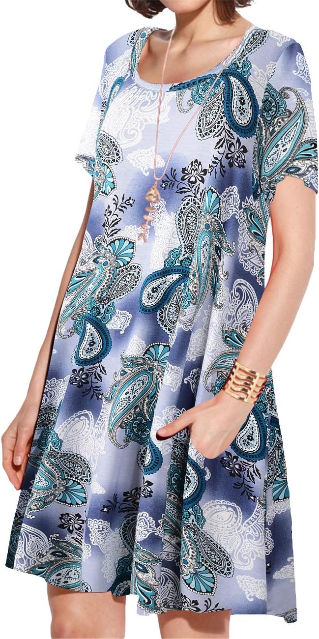 JollieLovin Women's Casual Swing Loose T-Shirt Dress Summer Short Sleeve Dresses...