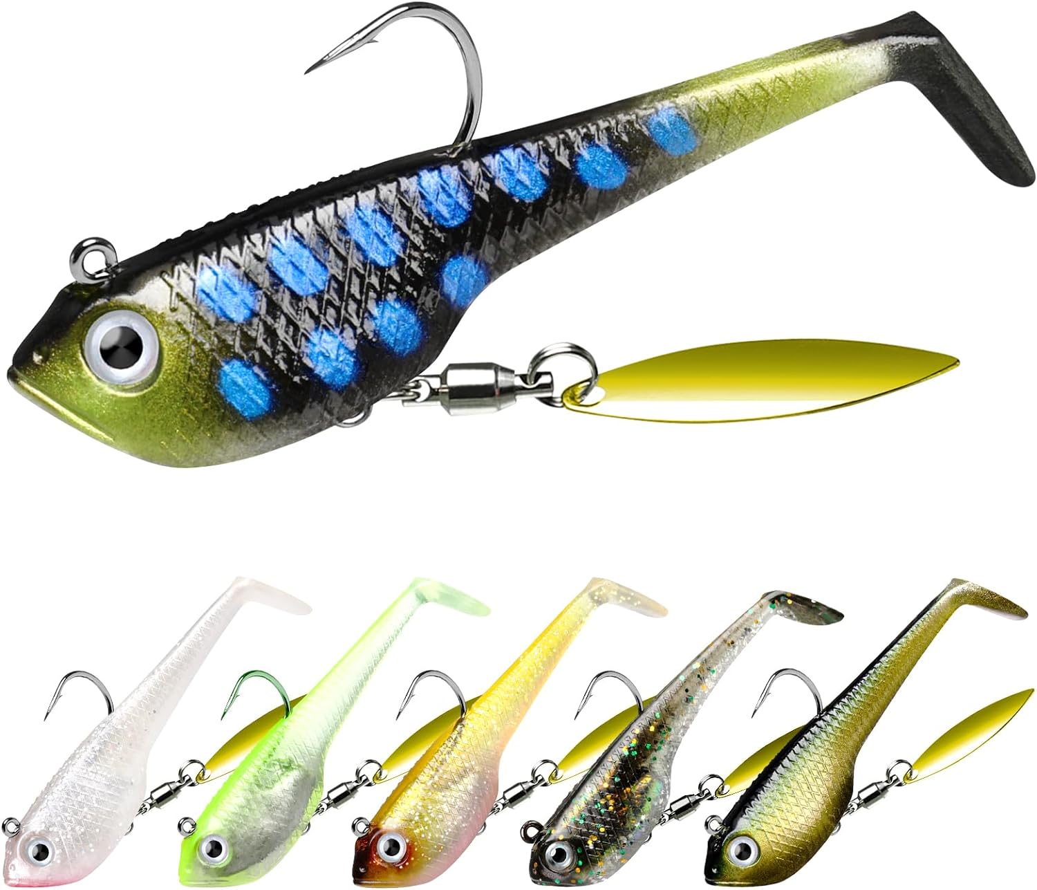 TRUSCEND Pre-rigged Fishing Jigs for Freshwater and Saltwater, 1:50 Super Durabl...