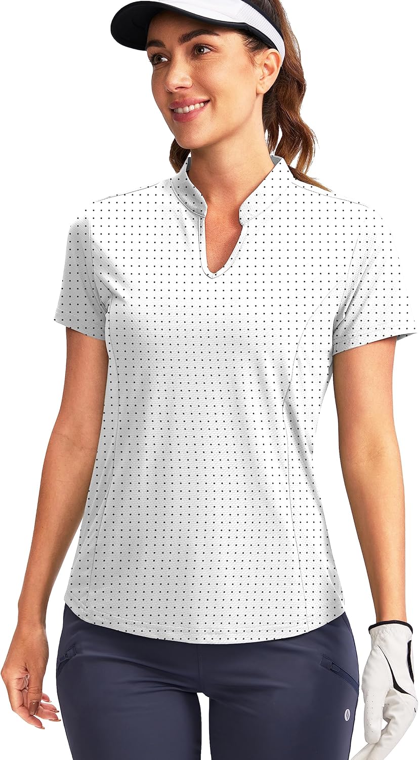 Obla Women's Golf Polo Shirt V-Neck Short Sleeve Collarless Quick Dry Tennis Run...