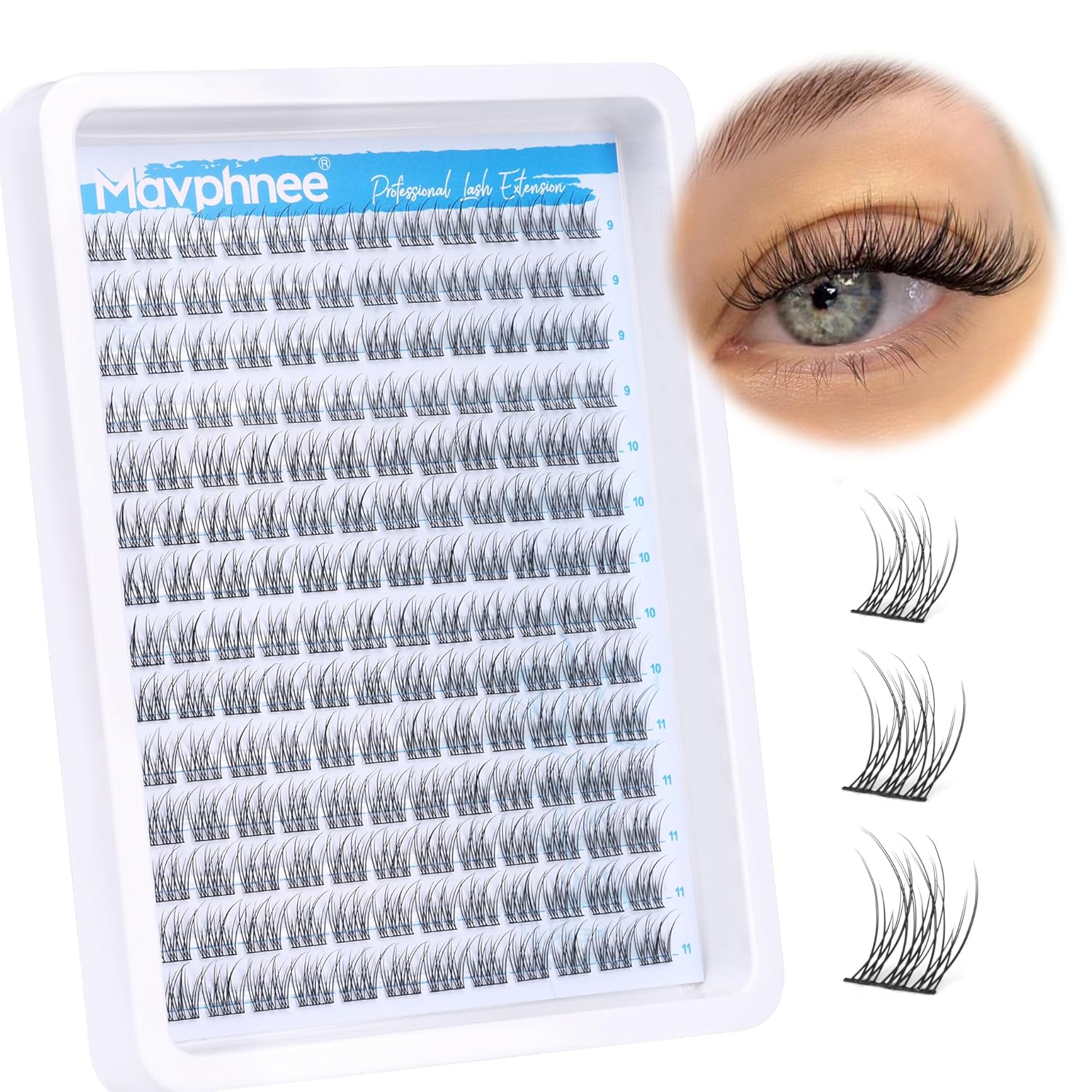 Natural Cluster Lashes CC Curl 168 Pcs Wispy Lash Extensions 9-11MM Mixed Length...
