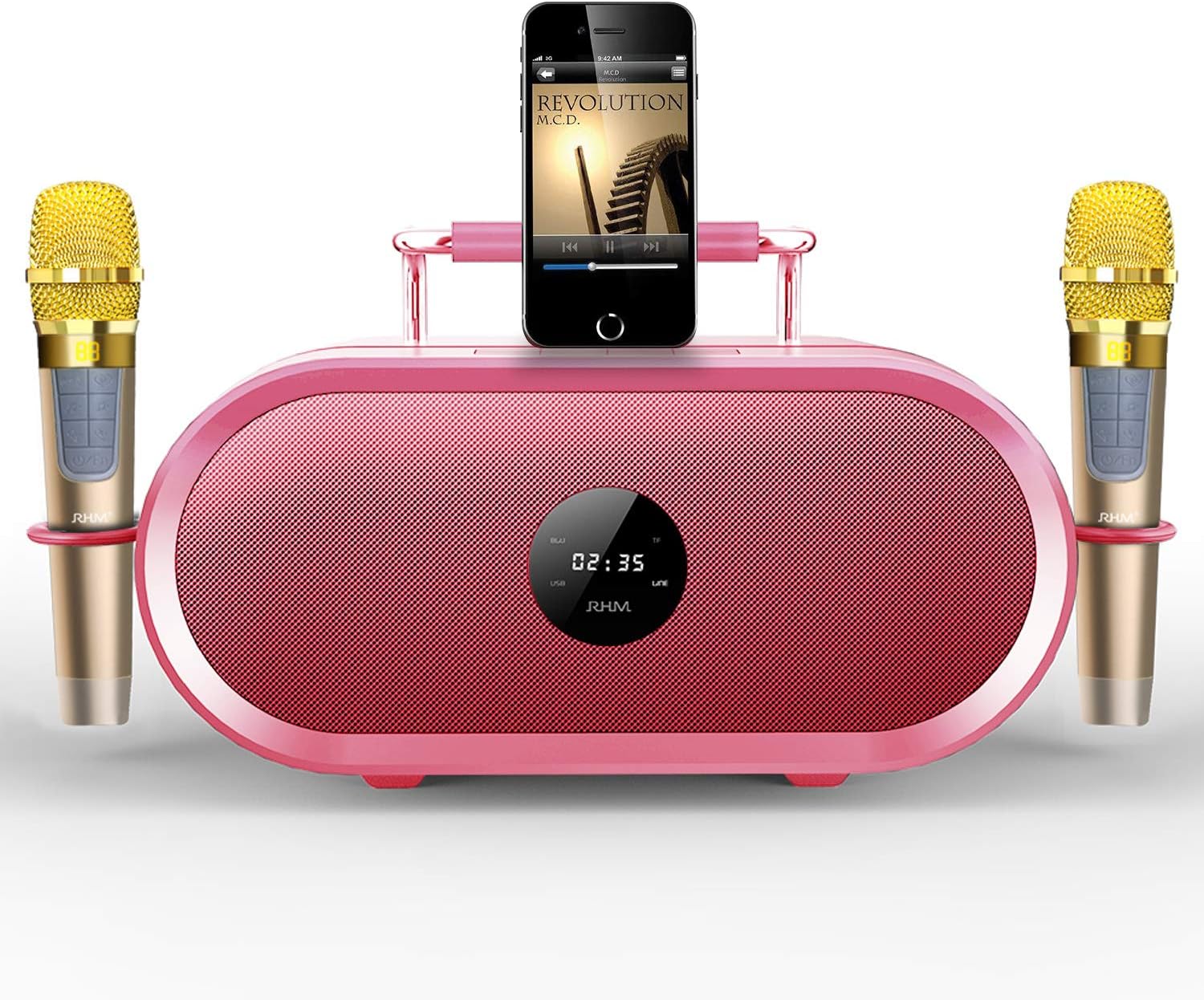 RHM Karaoke Machine,2 Wireless Microphones,Rechargeable Battery Speaker,Portable...