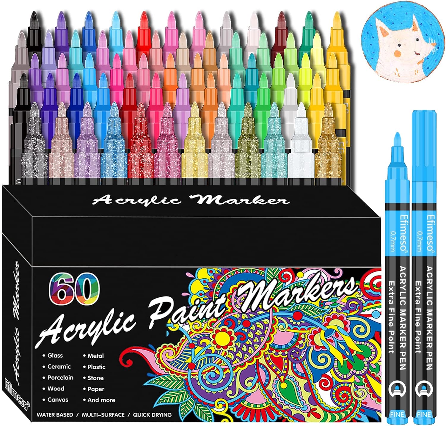 Acrylic Paint Pens, 60 Colors Acrylic Paint Marker...
