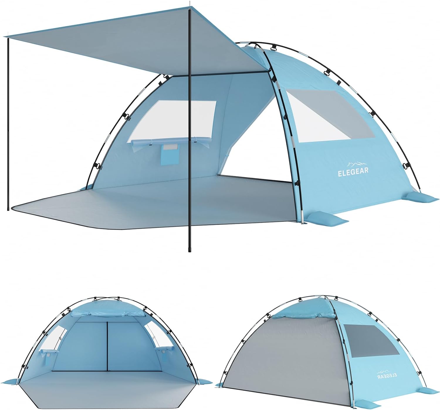 Elegear Beach Tent Sun Shelter with Canopy, 4-5 Person Pop Up Beach Tent, Easy S...