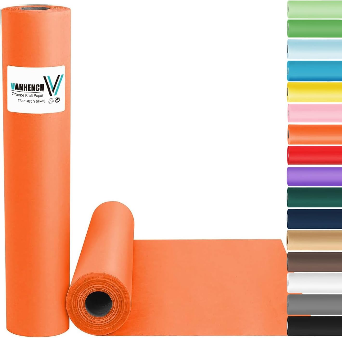 Orange Wrapping Paper Roll 17.5"×670" (56FT), Solid Color Art Kraft Craft Paper...