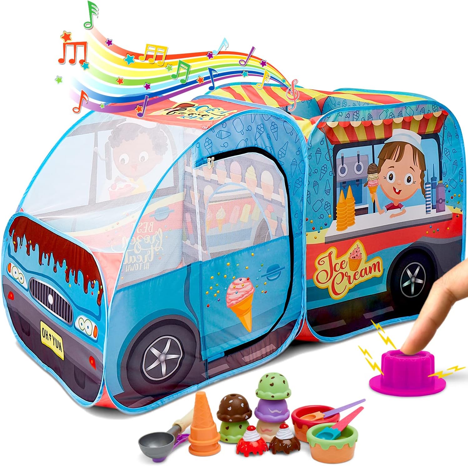 Kiddzery Ice Cream Truck Play Tent for Kids - Pretend Play Toy Food Set - Pop Up...