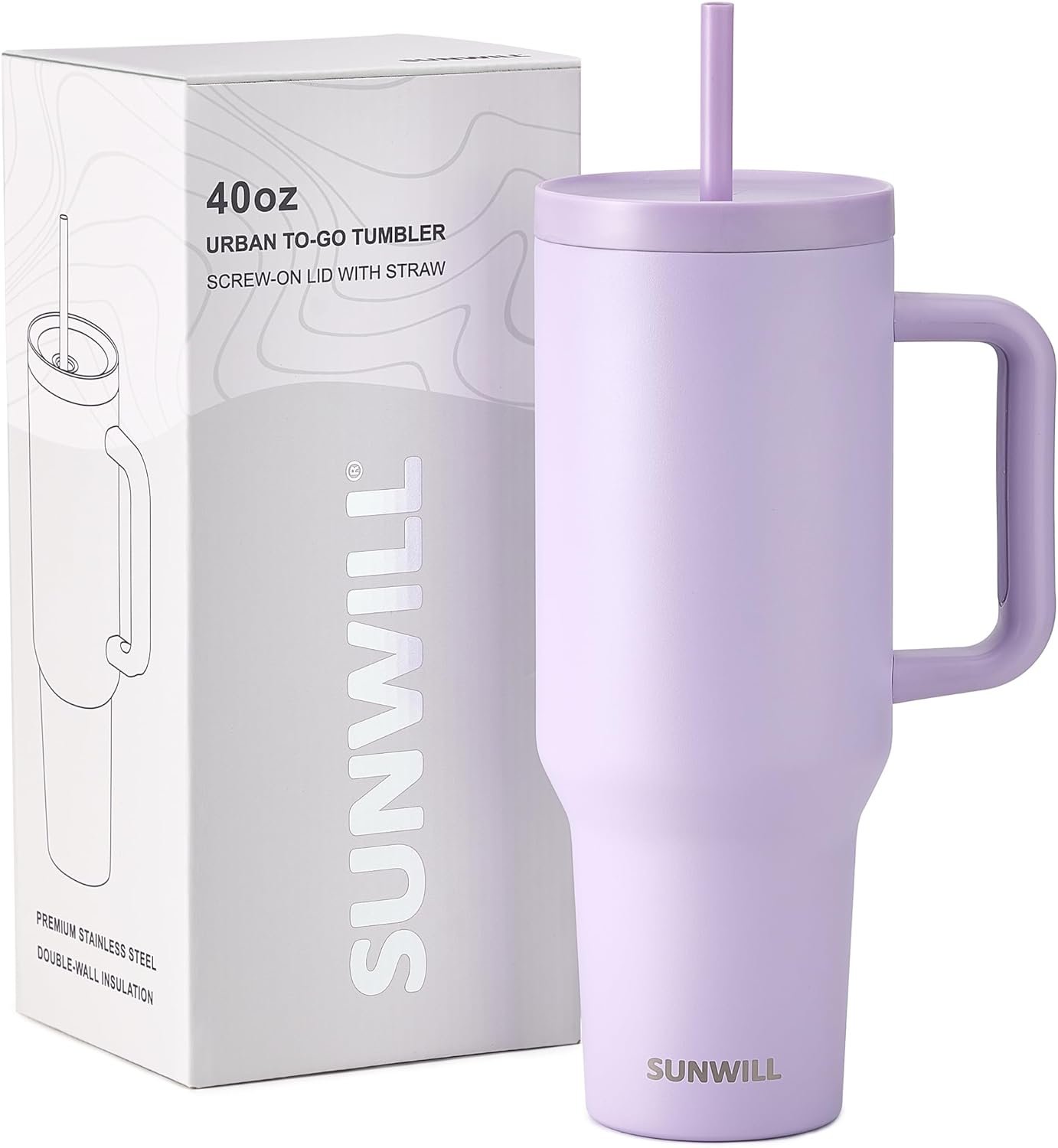 SUNWILL 40 oz Tumbler With Handle and Straw Lid, Coffee Tumbler Cups, Insulated...