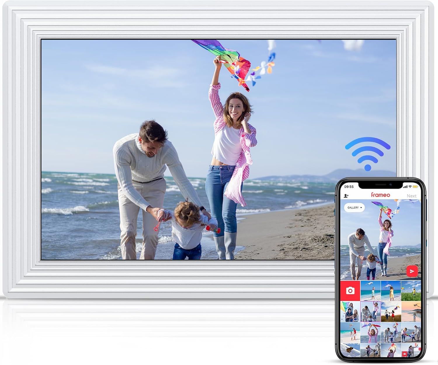 Frameo 5G WiFi Digital Photo Frame, 10.1" Digital Picture Frame with Auto-Rotate...