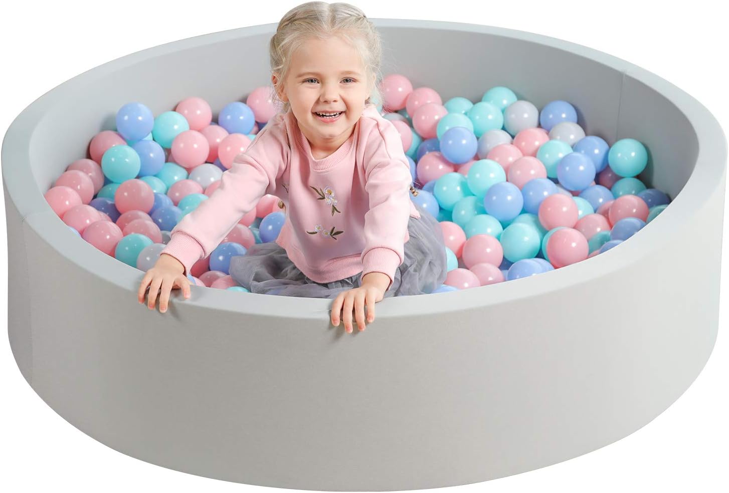 TRENDBOX Extra Large Soft Foam Ball Pit 51.2 x 11.8 in Large Sponge Round Ball P...