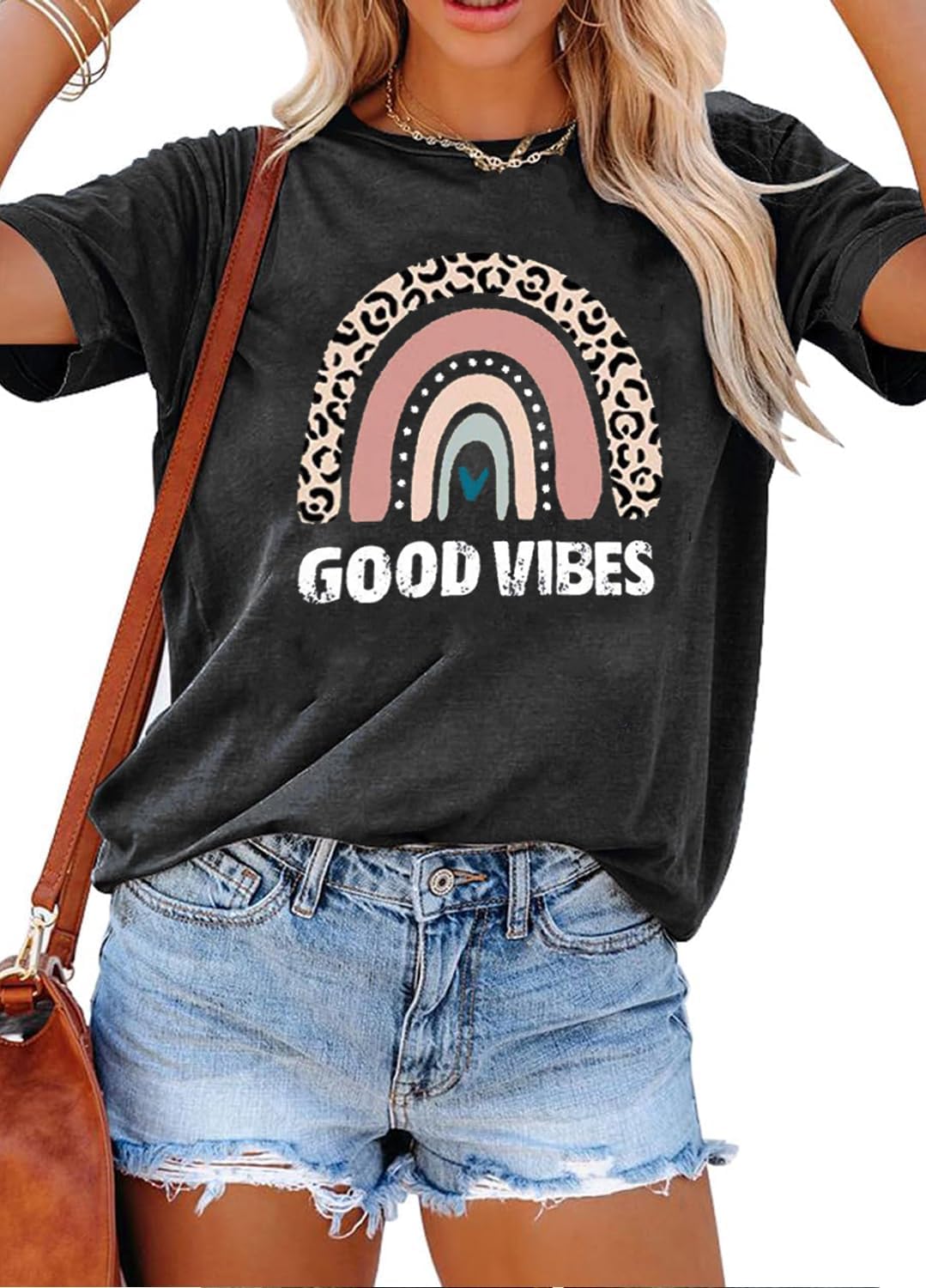 YEXIPO Womens Graphic Tees Short Sleeve Summer Tops Funny Letter Print Crew Neck...