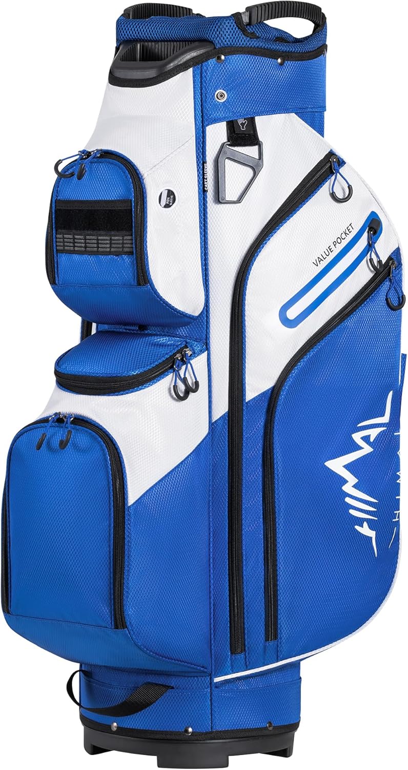 Golf Cart Bag, 15 Way Organizer Divider Top with Handles and Rain Cover Blue-Whi...