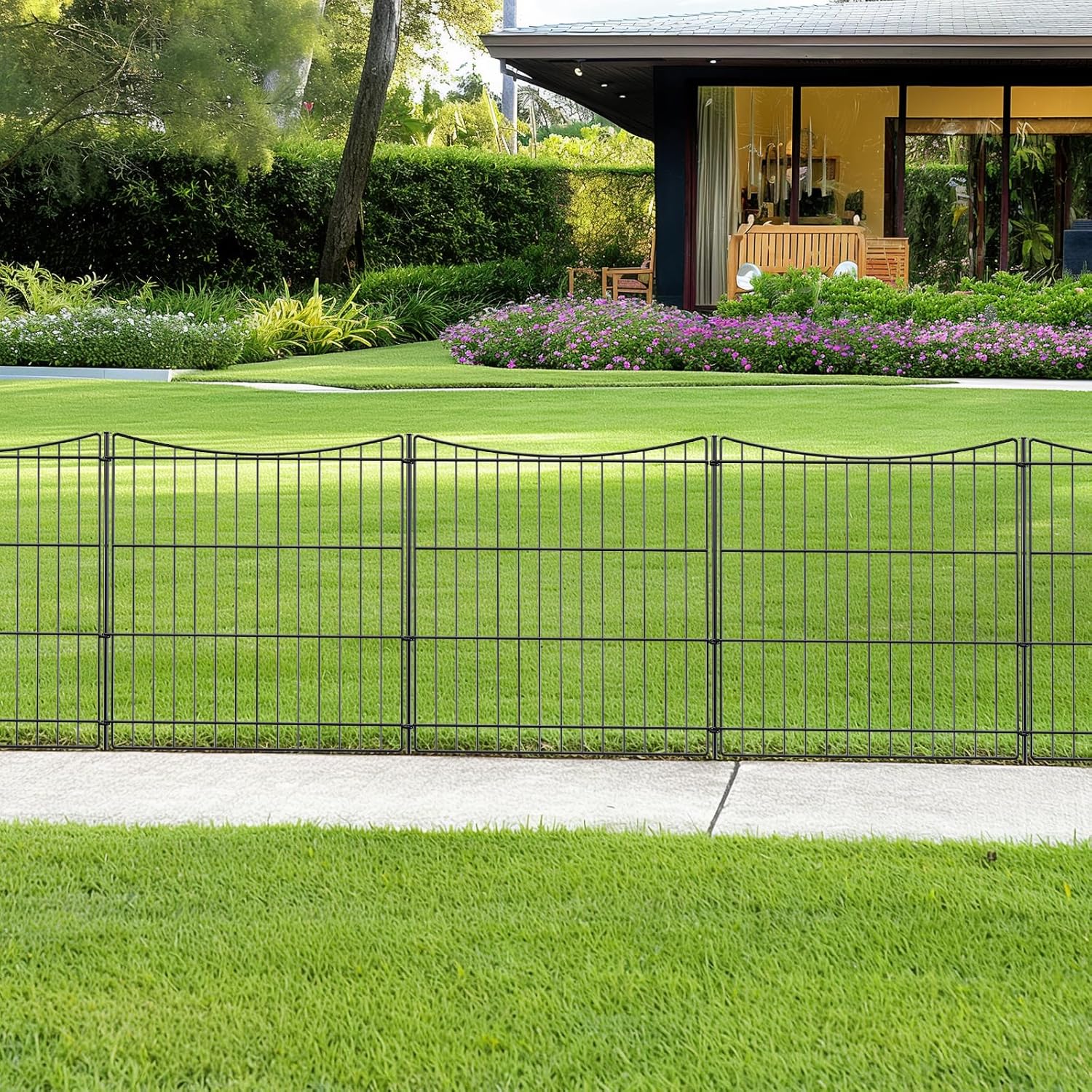 Decorative Garden Fence 6 Panels 11.8ft(L)×24in(H) Garden Fences with 6 Panels R...